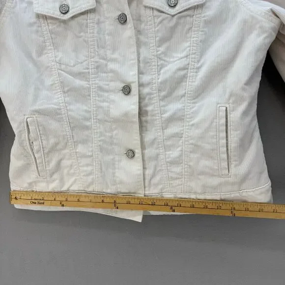 Gap Women's Sherpa Fleece Lined White Corduroy Jacket XL White Jean Jacket - Picture 11 of 12